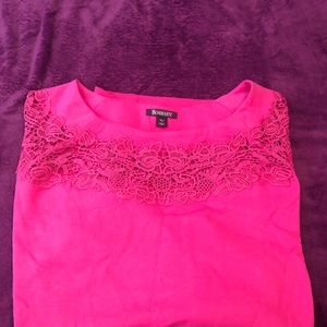 Long sleeve sweatshirt  lace trimmed square neck